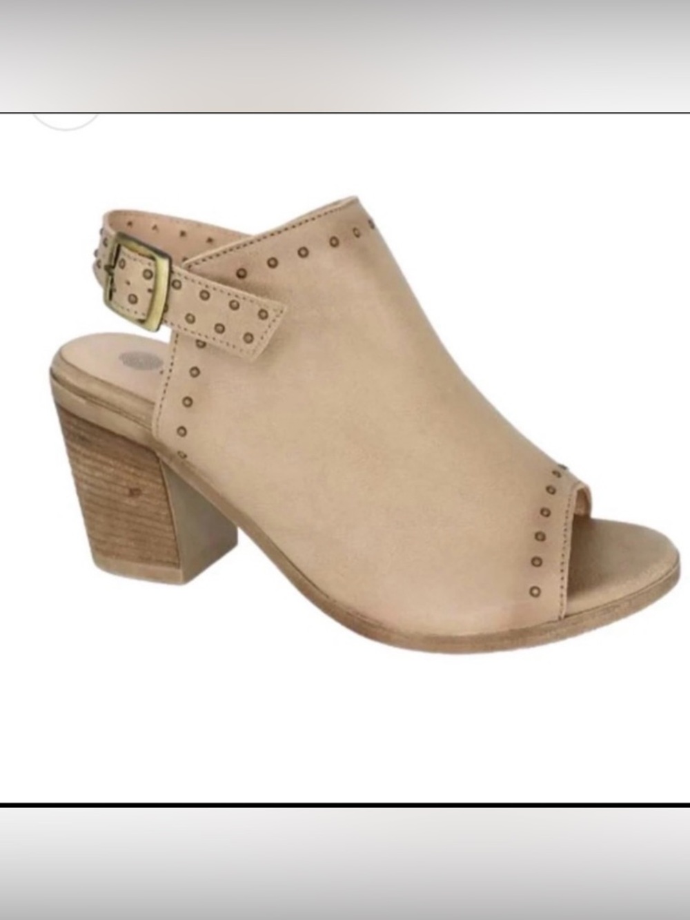 Eric Michael Tabitha Taupe Beige Studded Mules sling back sandals